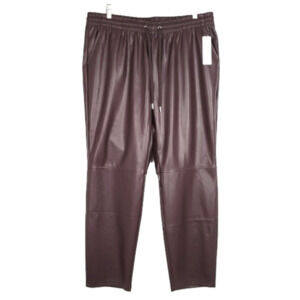 Laundry by Shelli Segal Bordeaux Faux Leather Drawstring Pants Pockets XL